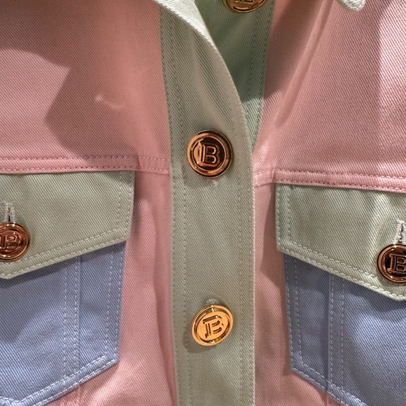 Balmain Pastel Cropped Denim Jacket - Picture 3 of 8